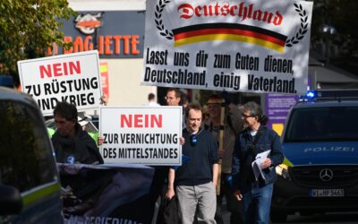 Demo der rechten Ver­schwörungs­szene in Frankfurt